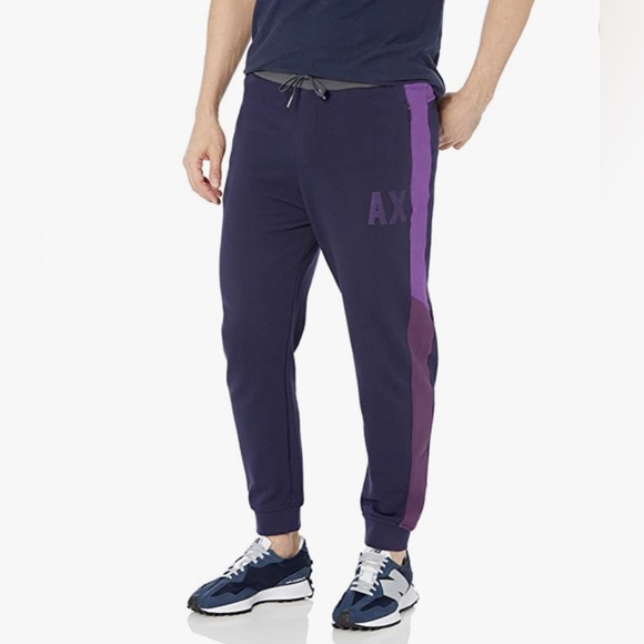 A|X ARMANI EXCHANGE Men's Drawstring French Terry Iridescent Logo Joggers - Picture 4 of 8